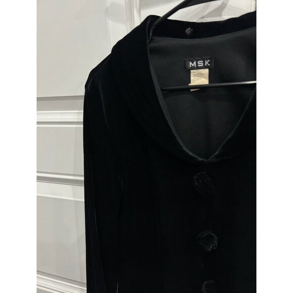 MSK Black Velvet Button-Up Jacket With Shawl Collar Women’s Size L - Picture 4 of 9
